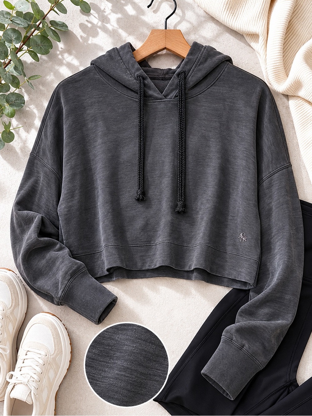 AS Revival Altar’d State Gray Cropped Hoodie Small Oversized Modal Feel